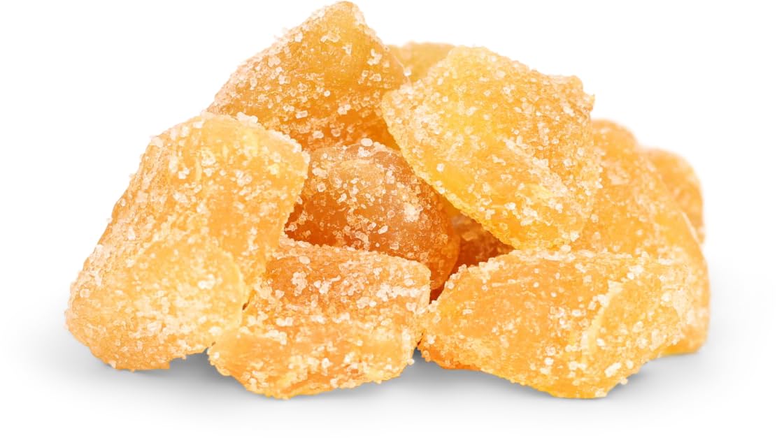 Crystallized Ginger Chunks by It's Delish, 5 Lbs Bulk | Candied Dried Ginger Fruit Chews Natural Candy, Ginger Root with Sugar Crystals, Unsulphured