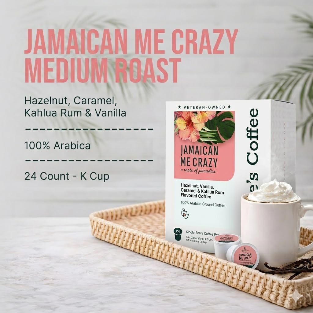 Couple's Coffee K-Cups | Gives Back to Military Families | Jamaican Me Crazy | Gourmet Flavored Coffee with Smooth Vanilla Caramel Flavors |