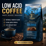 Low Acid Coffee, Ground coffee Medium Roast Colombian Coffee, Ground coffee for coffee maker, Ideal for Cold Brew and Reusable K Cups for Keurig 16 Oz