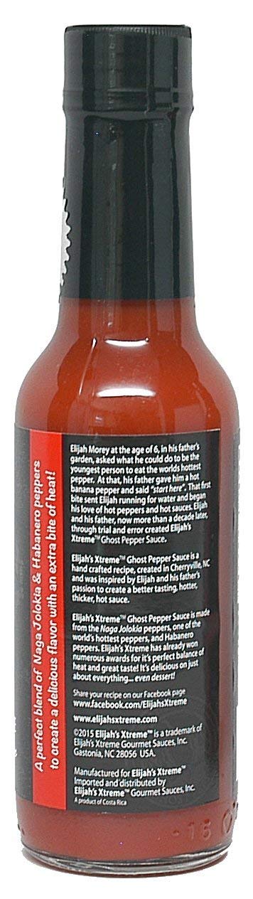 Elijah's Xtreme Ghost Pepper Hot Sauce, Handcrafted Award Winning Blend of Ghost Peppers, Habanero Garlic & Lime, Extreme Heat & Flavor (5 oz)