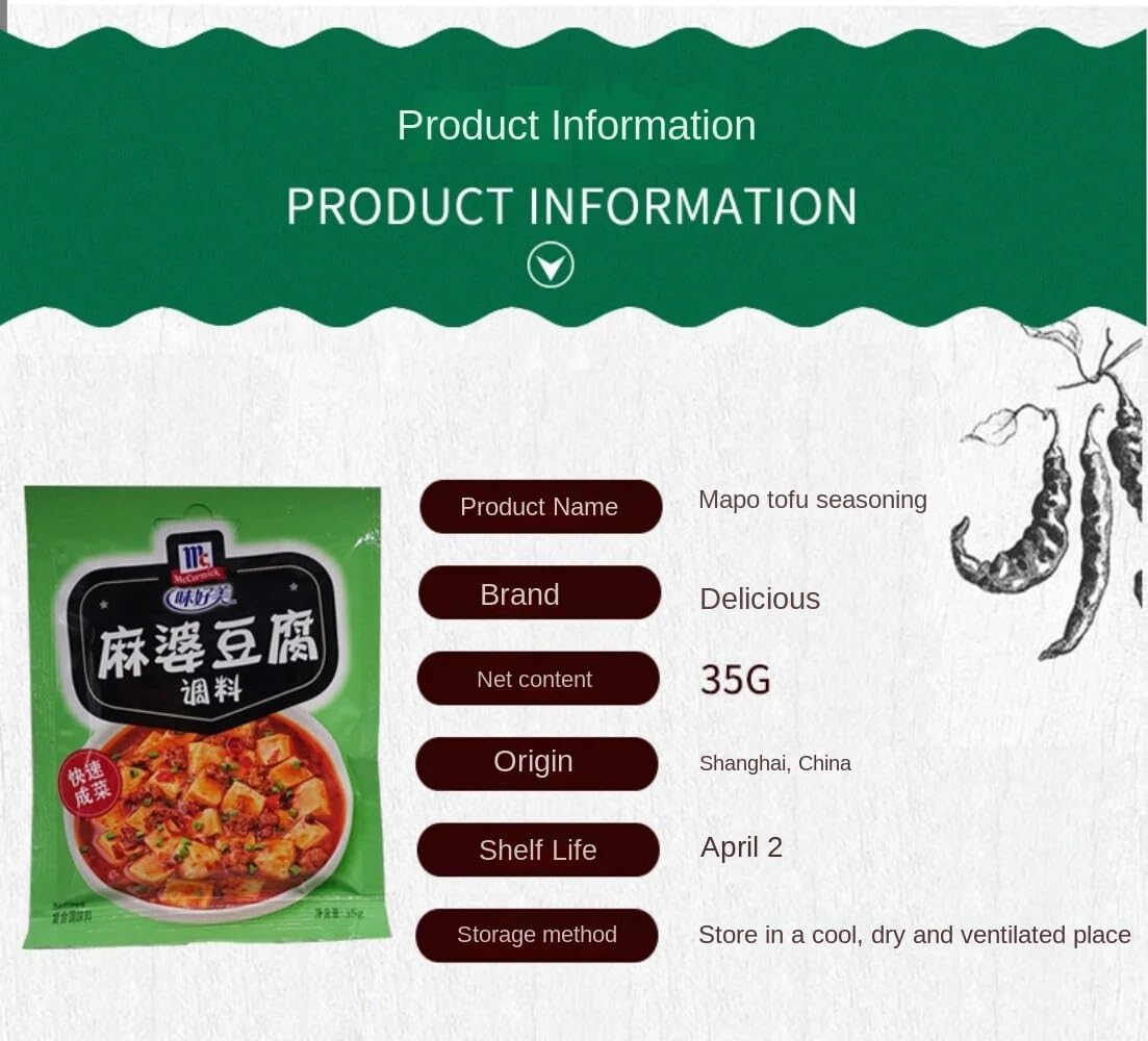 Zercumm Mapo Tofu Seasoning 35G Chinese Classic Dishes Cooking Seasoning Kitchen Cooking Seasoning