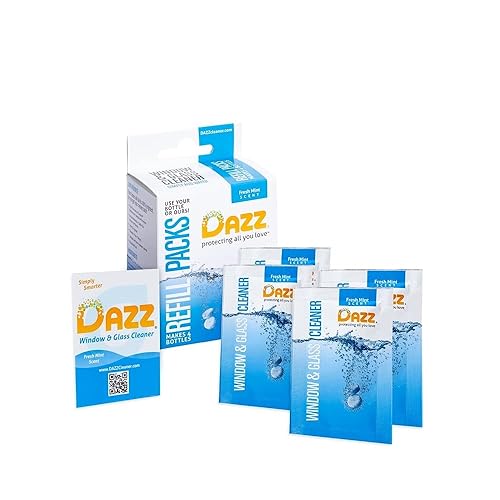 DAZZ Natural Cleaning Tablets - Window & Glass Cleaner Refill Pack - Makes (4) 32oz Bottles - Just Add Water
