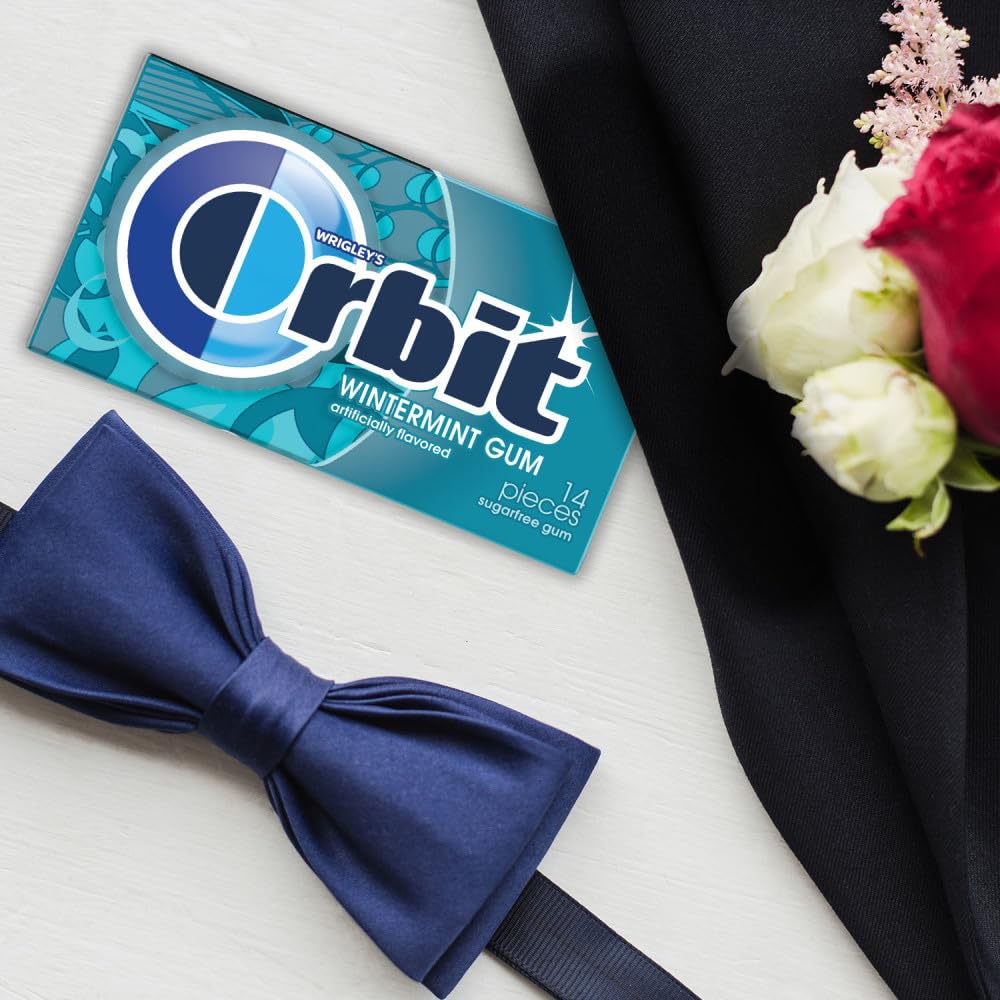 ORBIT Wintermint Sugar Free Individually Wrapped Chewing Gum Mint Bulk Box , 12 Packs of 14-Pieces (168 Total Pieces)