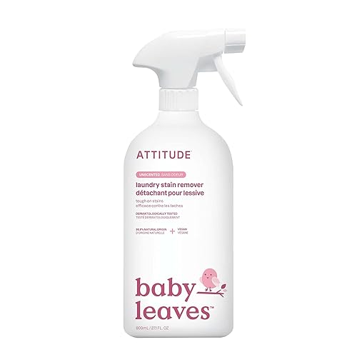 ATTITUDE Baby Laundry Stain Remover, Plant and Mineral-Based Ingredients, Vegan and Cruelty-free Household Products, Unscented, 27.1 Fl Oz