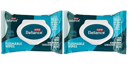 H?E?B Reliance Flushable Wipes 50 ct(pack of 2) Total 100