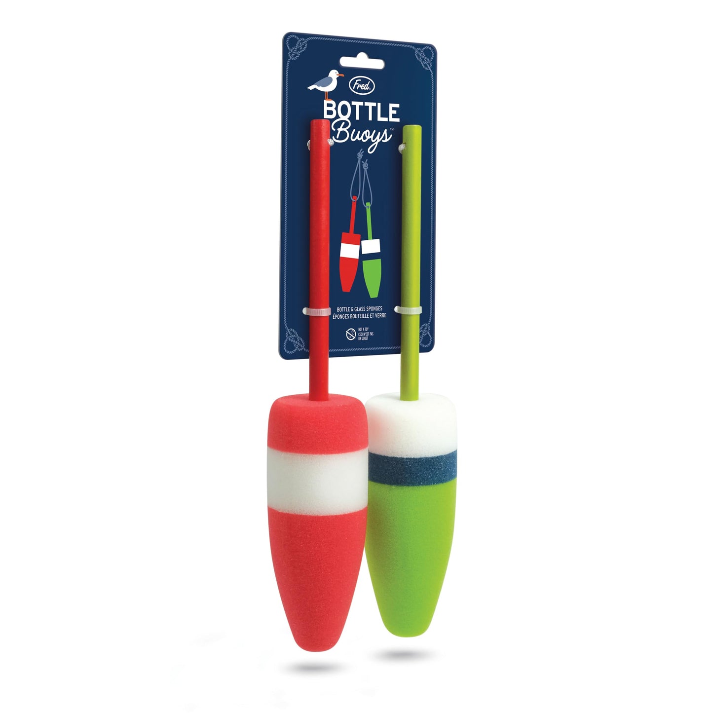 Genuine Fred Bottle Buoys Lobster Buoy Bottle Brush Long-Handle Sponges, Set of 2, Fun and Unique Nautical Design, Gift-Ready Packaging