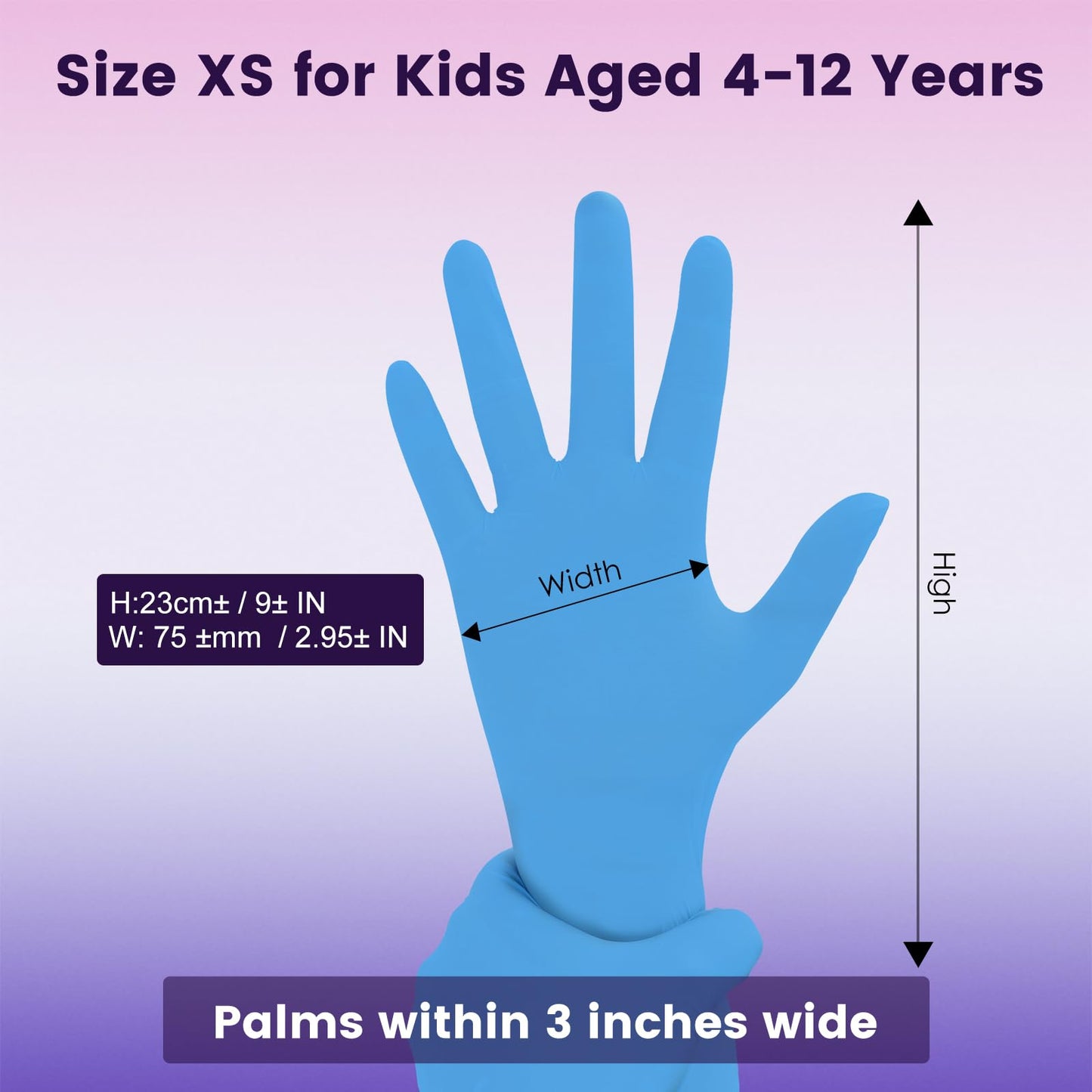 Cljlixcy Kids Disposable Nitrile Gloves for 4-10 Years, Suitable for Gardening, Cooking, Painting, Latex and Powder Free -100 PCS