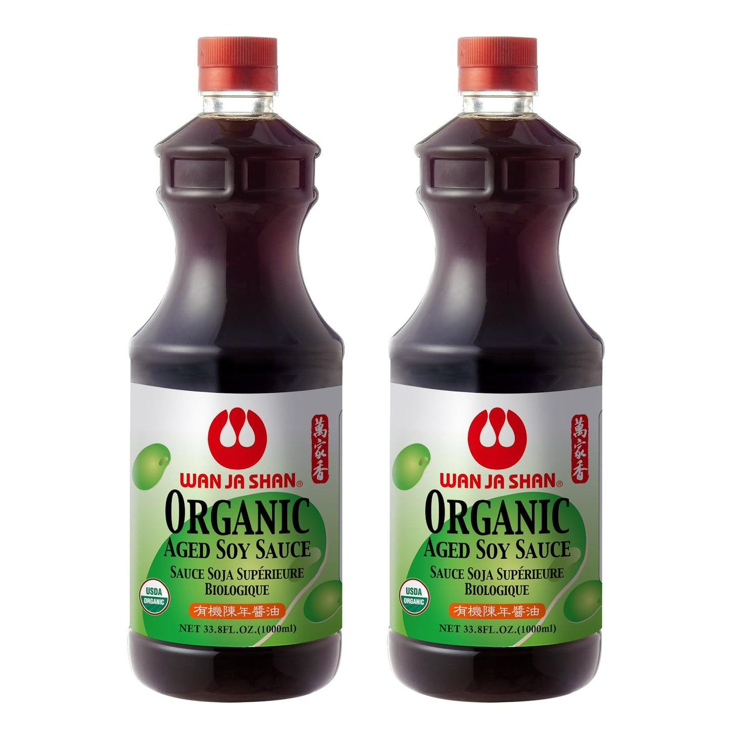 Wan Ja Shan Organic Aged Soy Sauce 33.8 oz - K-Parve, Naturally Brewed with Organic Soybeans | Rich, Slow-Aged Flavor | Non-GMO, No MSG, Traditional