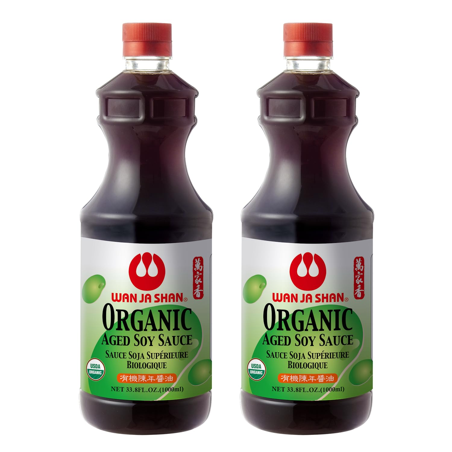 Wan Ja Shan Organic Aged Soy Sauce 33.8 oz - K-Parve, Naturally Brewed with Organic Soybeans | Rich, Slow-Aged Flavor | Non-GMO, No MSG, Traditional