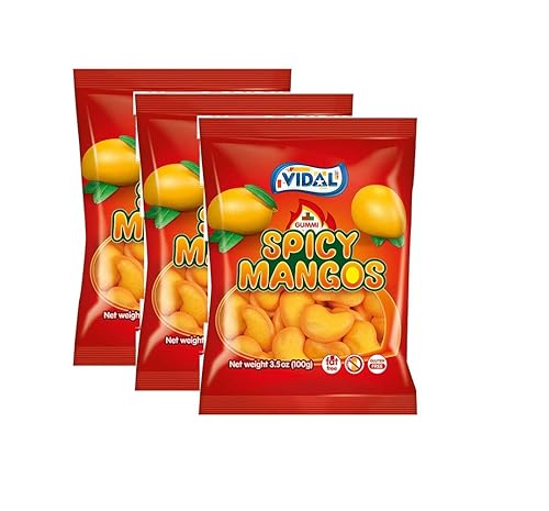 Vidal Gummi Spicy Mangos, 3.5oz - Pack of 3 Gummy Mangoes