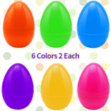 ZMCINER 12 PCS 6 Inch Jumbo Easter Eggs, Large Plastic Easter Eggs for Easter Basket Stuffers, Easter Party Favor, Classroom Prize