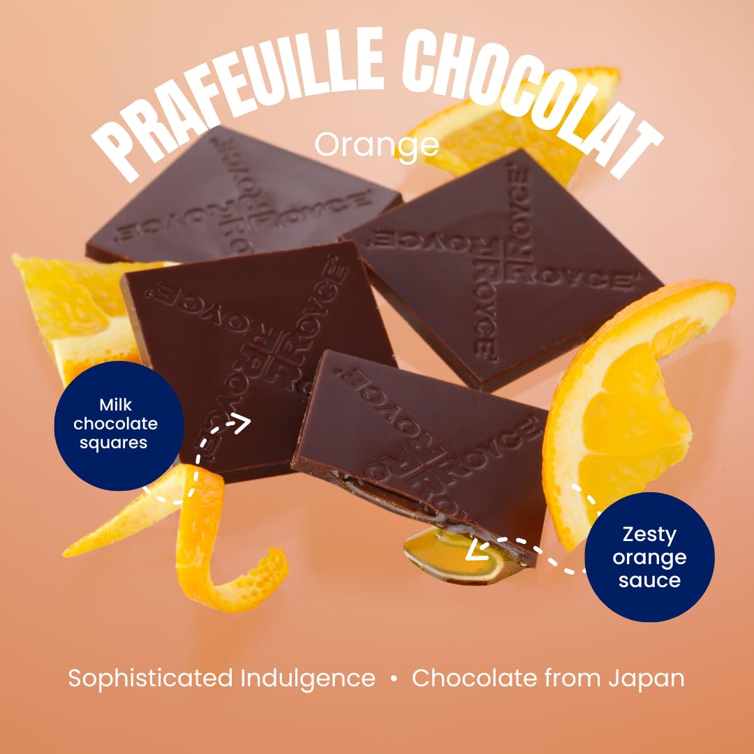 ROYCE Prafeuille Chocolat "Orange"- Milk Chocolates with Orange Filling | Ideal for Dessert Pairing for Enhanced Taste Experience | Japanese Chocolate