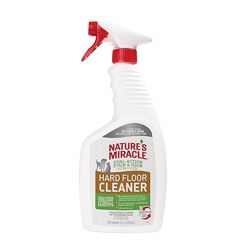 Nature's Miracle Hard Floor Cleaner, 24 Ounces, Dual-Action Stain and Odor Remover Works to Remove Tough Pet Stains and Odors On Sealed Wood and Hard