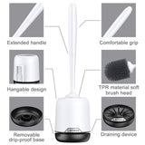 Lefree Silicone Toilet Brush,Rubber Toilet Bowl Brush and Holder Set with Ventilated Holder, Toilet Cleaner Brush for Bathroom,Floor Standing & Wall
