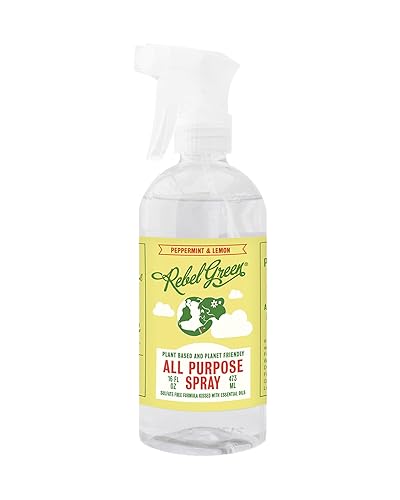 Rebel Green Natural All-Purpose Cleaning Spray - Plant-Derived Multi-Surface Cleaner with Essential Oils for Kitchen, Bath, Countertops and More