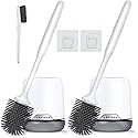 Lefree 2 Pack Silicone Toilet Brush Set with Ventilated Holder, Floor Standing & Wall Mounted Toilet Scrubber