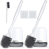 Lefree 2 Pack Silicone Toilet Brush Set with Ventilated Holder, Floor Standing & Wall Mounted Toilet Scrubber