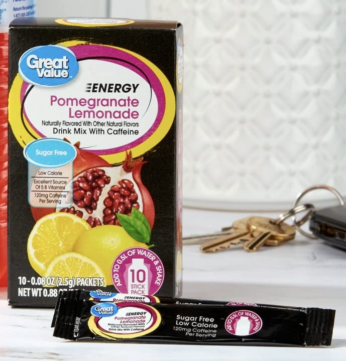 Great Value Sugar Free, Low Calorie ENERGY Pomegranate Lemonade Drink Mix