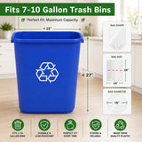 7-10 Gallon Clear Garbage Bags (110 Bags) 29" x 24" Extra Large Medium Kitchen Trash Bags Paper Shredder Bags Can Liners for Home and Office Bins, 110