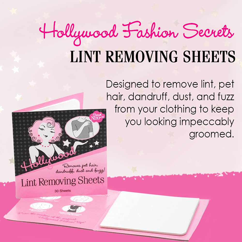 Hollywood Fashion Secrets Lint Removing Sheets, Pocket-Sized Fabric Cleaners, 30 Count