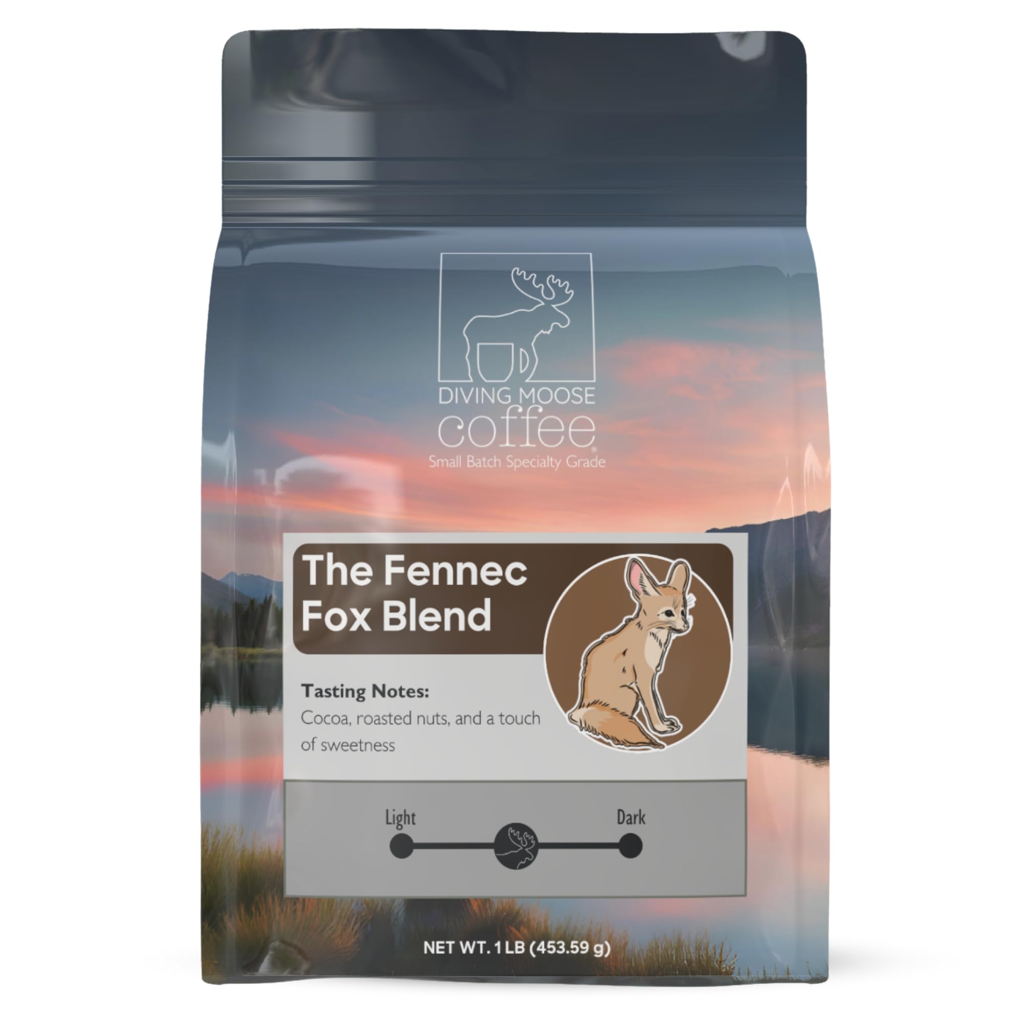 Diving Moose Coffee - The Fennec Fox Blend Medium Roast (16oz / 1 LB) - Nutty Cocoa Specialty Grade Small-Batch Roasted to Order Smooth Not Bitter