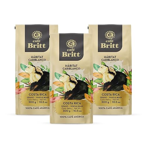 Café Britt® - Costa Rican Habitat Cariblanco Coffee (10.5 oz.) (3-Pack) - Whole Bean, Arabica Coffee, Kosher, Gluten Free, 100% Gourmet & Dark Roast