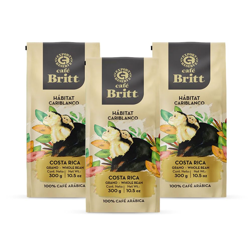 Café Britt® - Costa Rican Habitat Cariblanco Coffee (10.5 oz.) (3-Pack) - Whole Bean, Arabica Coffee, Kosher, Gluten Free, 100% Gourmet & Dark Roast