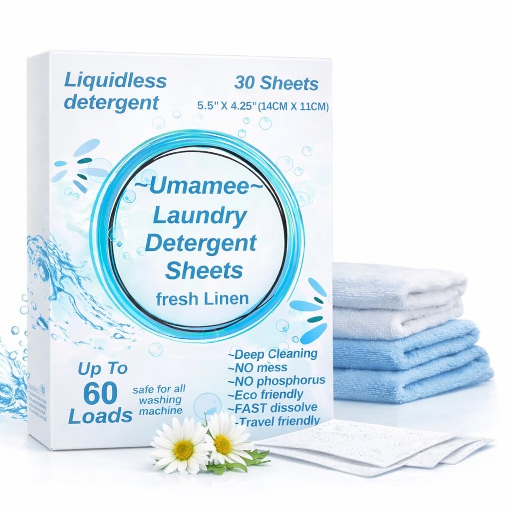 Laundry Detergent Sheets - Cold Water Powerful Clean, Gentle on Sensitive Skin, Fresh Scent,Removes Tough Stains & Odors, Plastic-Free HE Safe