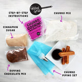 Global Grub DIY Churro Kit - Homemade Churro Kit Includes Churro Mix, Cinnamon Sugar, Chocolate Dipping Mix, Churro Piping Set, Cooking Instructions