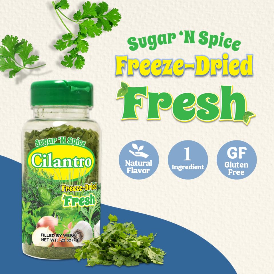 Sugar 'N Spice Premium Freeze-Dried Herbs & Spices, Strong Aroma and Fresh Flavor (Cilantro, 0.23 Ounce (Pack of 1))