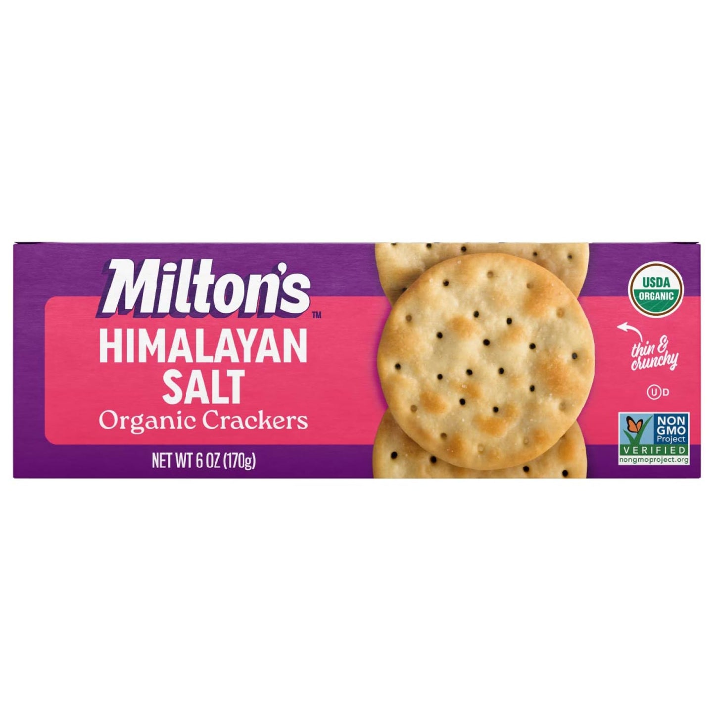 Milton's Organic Crackers, Himalayan Salt - Certified Organic, Non-GMO Project Verified, Kosher, Made With Real Pink Himalayan Salt, Great