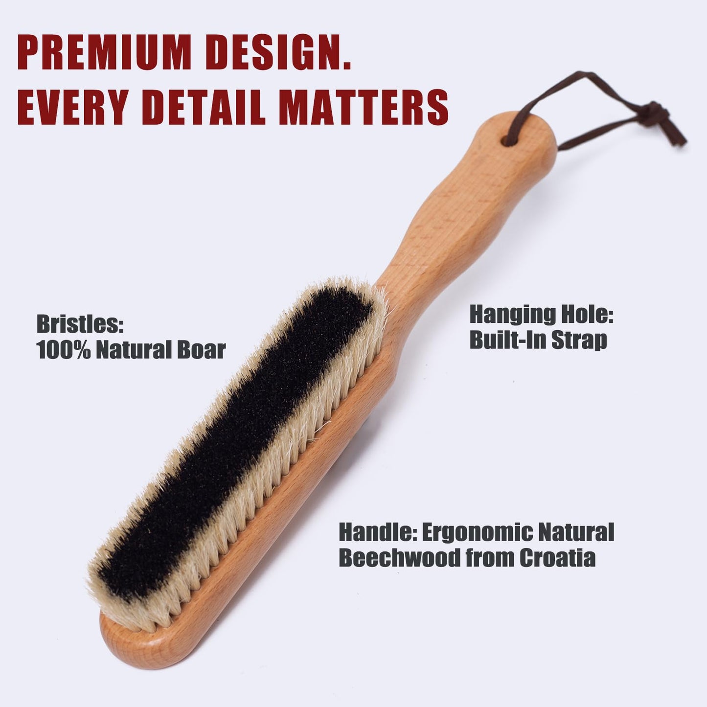 Lint Brushes for Clothes, 100% Natural Boar Bristle Clothes Brush for Cashmere & Wool, Cashmere Comb & Sweater Comb, Removes Fibres & Pet Hair