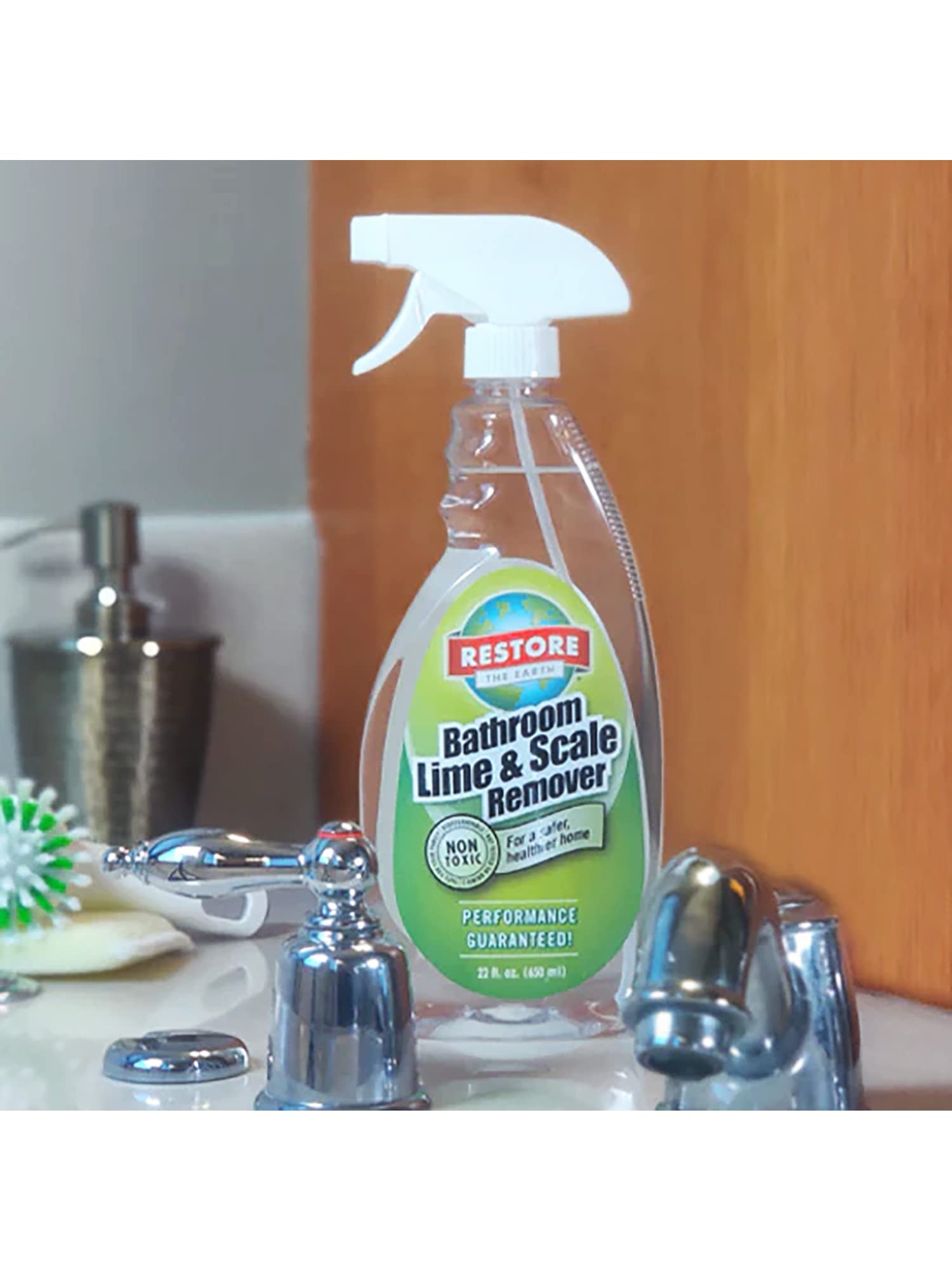 Restore Naturals Bathroom Lime and Scale Remover - 22 oz. - Bath Tub Cleaner | Hard Water Stain Remover | Soap Scum Remover for Shower | Bath room