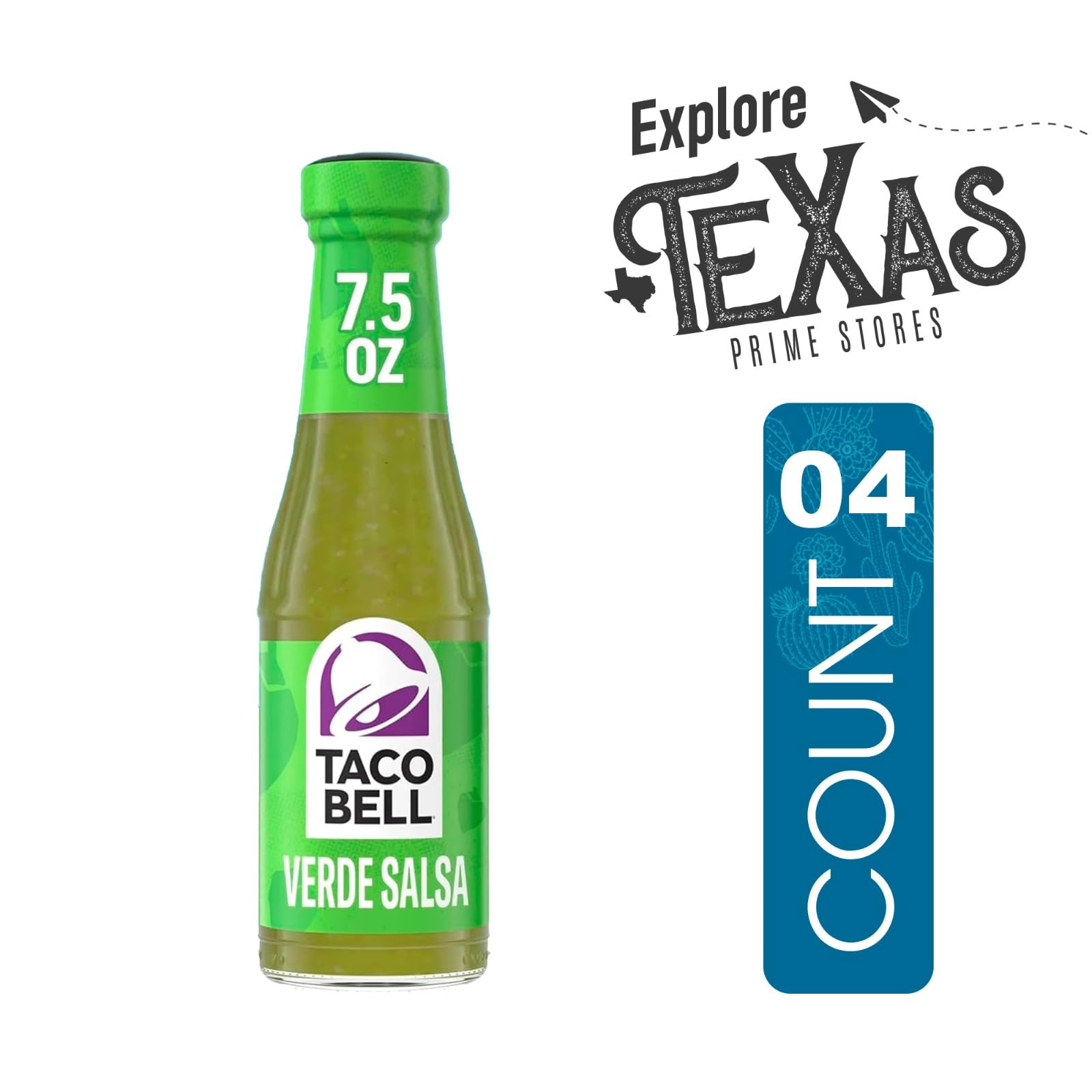 Taco Bell - Lavinia Essential Bundle: 4-Pack of Green Sauce, 7.5 oz Glass Bottle + 1 Utility Prop