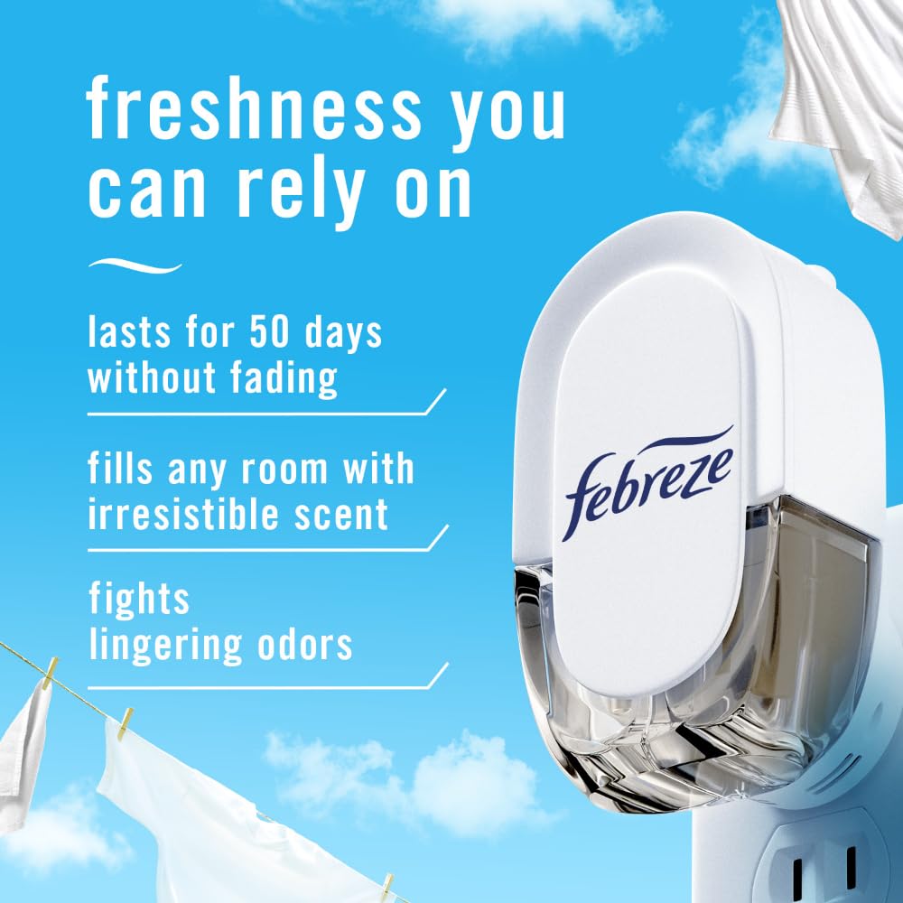 Febreze Plug-In Air Freshener, Odor-Fighting Scented Oil Refill, Air Fresheners for Home and Bathroom and Kitchen, Long Lasting for Strong Odors