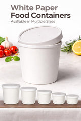 Eco Friendly Recyclable Kraft Soup Bowls | White Disposable Food Cups with Lids | Containers - Soup Cups Great for Restaurants, Take-Outs, Or
