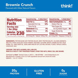 think! Protein Bars, High Protein Snacks, Gluten Free, Sugar Free Energy Bar with Whey Protein Isolate, Brownie Crunch, Nutrition Bars without