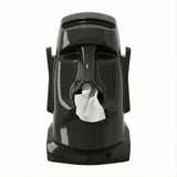 Creative Moai Tissue Box Holder with Headphone Holder, Suitable for Living Room, Bedroom and Other Desktop Storage Boxes, Green,Cream White, Black