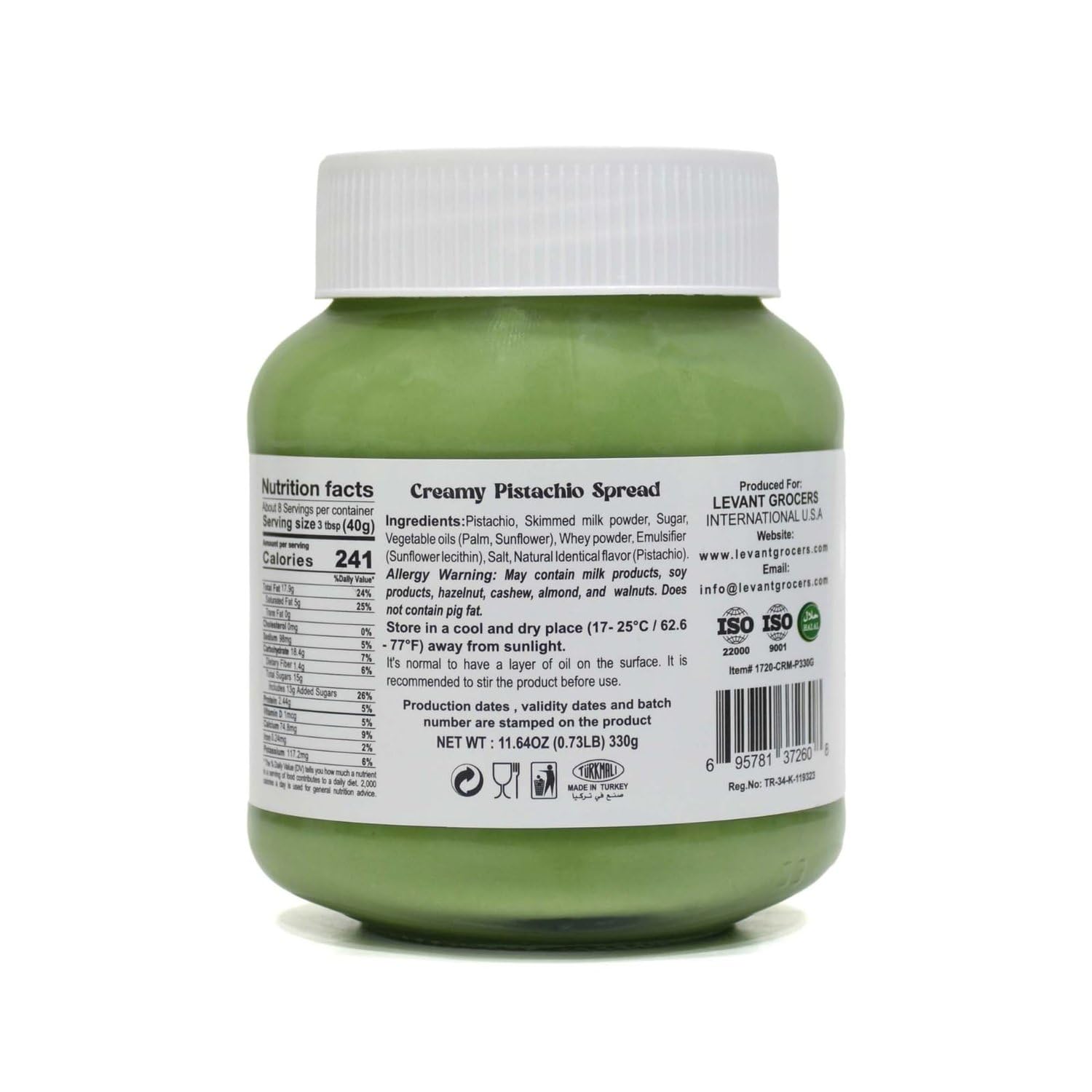 Creamy Pistachio Spread, Spreadable Pistachio Cream, 11.64 oz (330g)