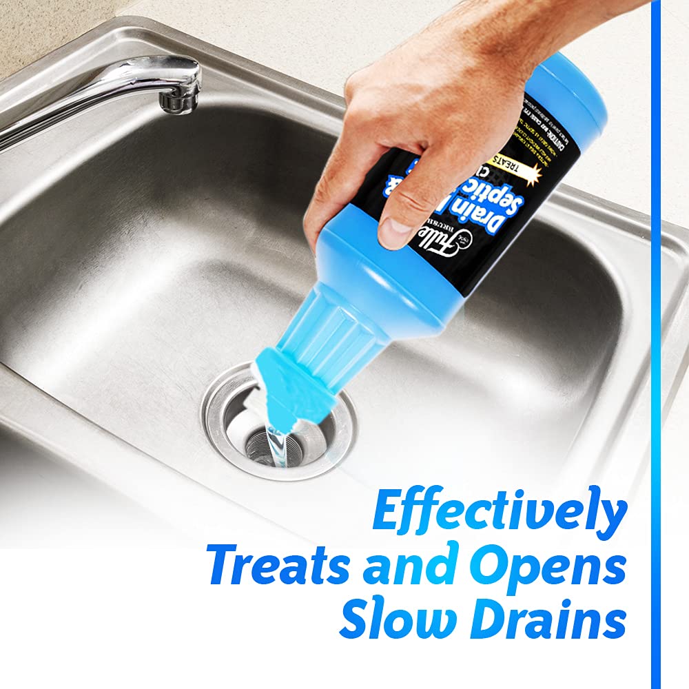 Fuller Brush Drain Line & Septic Tank Cleaner - 32 oz Enzyme-Based Drain Cleaner for Slow Drains, Grease & Food Buildup, Safe for PVC/Metal Pipes