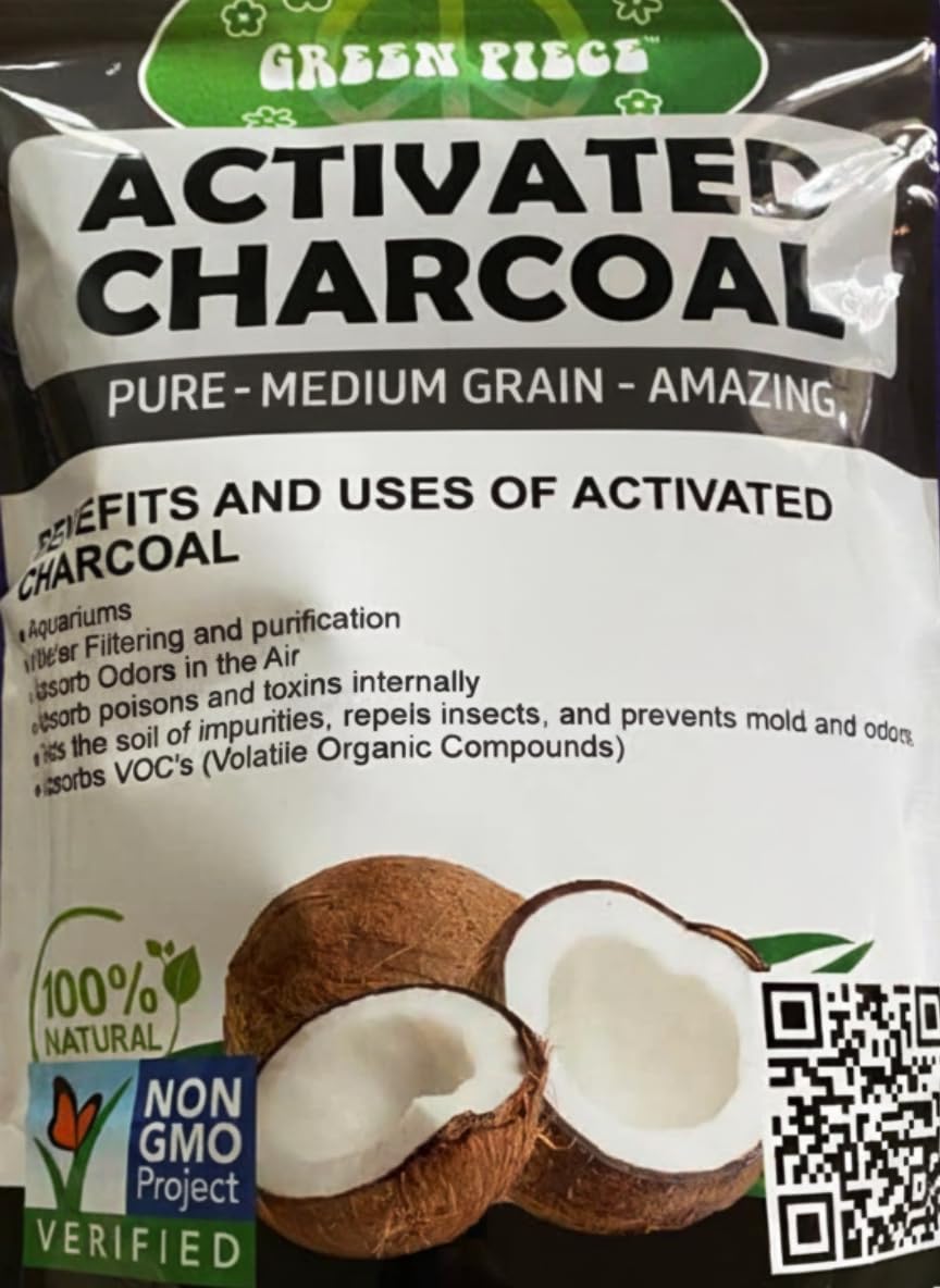 Green Piece® Activated Charcoal Pure - Medium Grain Air Purifying Bag - Kid/Pet Friendly Air/Water Fresheners - Odor Absorber - Resealable Bag - SUPER