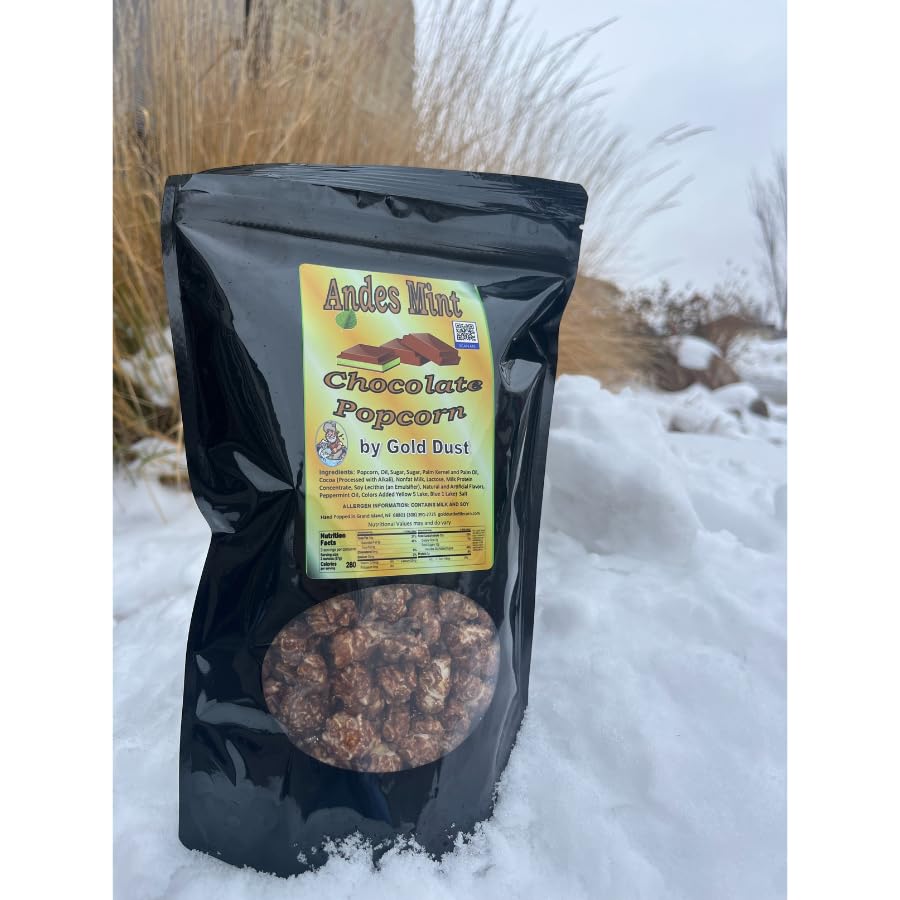Gold Dust Kettle Corn | Mint Chocolate Popcorn | Gourmet Mint Chocolate Covered Kettle Corn | Sweet & Salty | Popped Popcorn Snack Bag | Non GMO |
