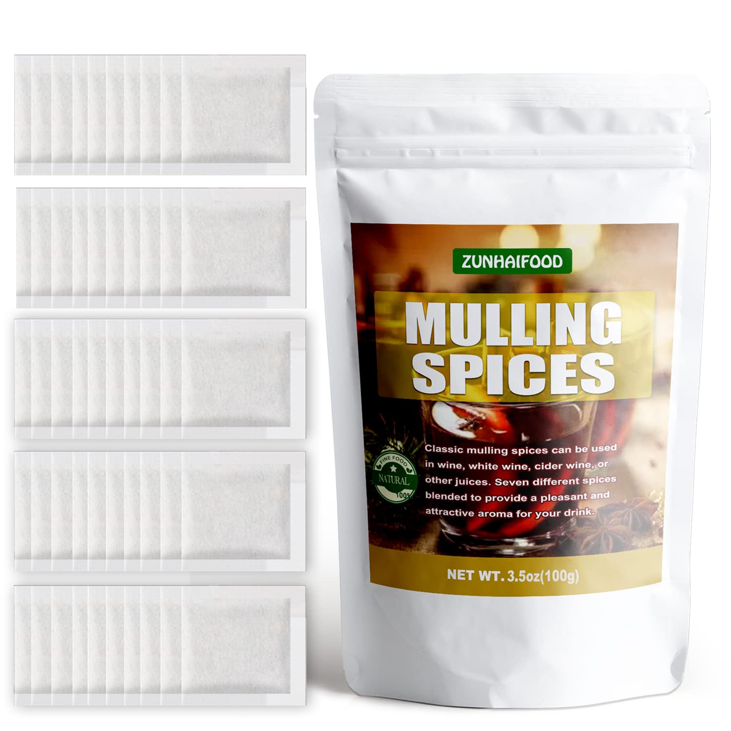 Mulling Spices in Tea Bags, 50 Count - Apple Cider, Wine, Tea, Mulled Wine