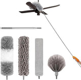 5PCS Retractable Washable Curved Microfiber Duster, with Extension Pole Feather Duster, Reusable Bendable Washable Dusters Set, for Cleaning Ceiling