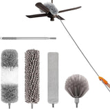 5PCS Retractable Washable Curved Microfiber Duster, with Extension Pole Feather Duster, Reusable Bendable Washable Dusters Set, for Cleaning Ceiling