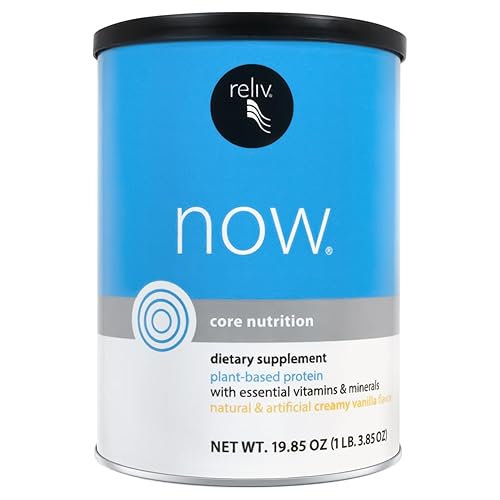 RELIV Now with Soy, Creamy Vanilla - Plant-Based Protein Shake with 7g Protein and Minerals, Dairy-Free, Gluten-Free, 30 Servings, 19.85 oz