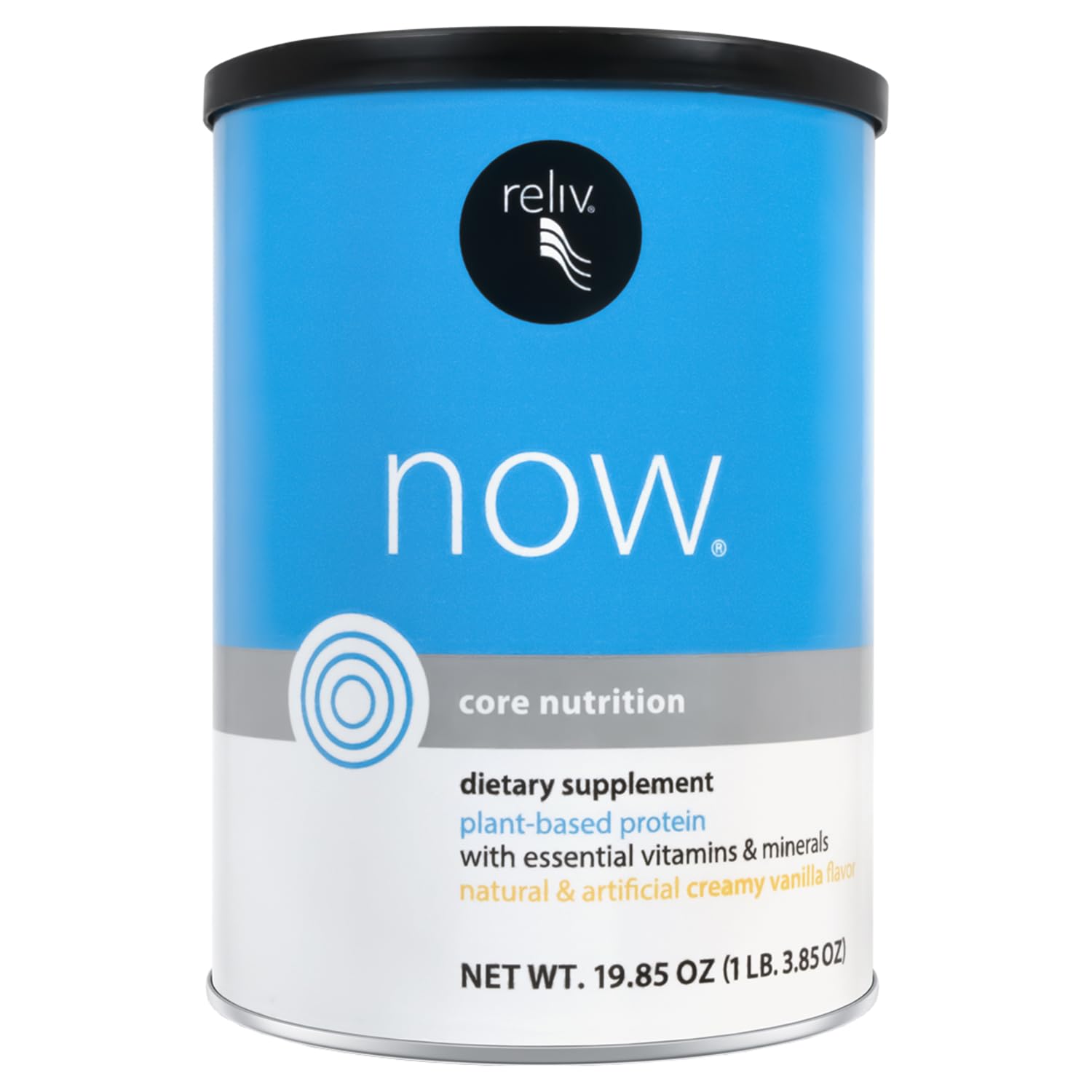 RELIV Now with Soy, Creamy Vanilla - Plant-Based Protein Shake with 7g Protein and Minerals, Dairy-Free, Gluten-Free, 30 Servings, 19.85 oz
