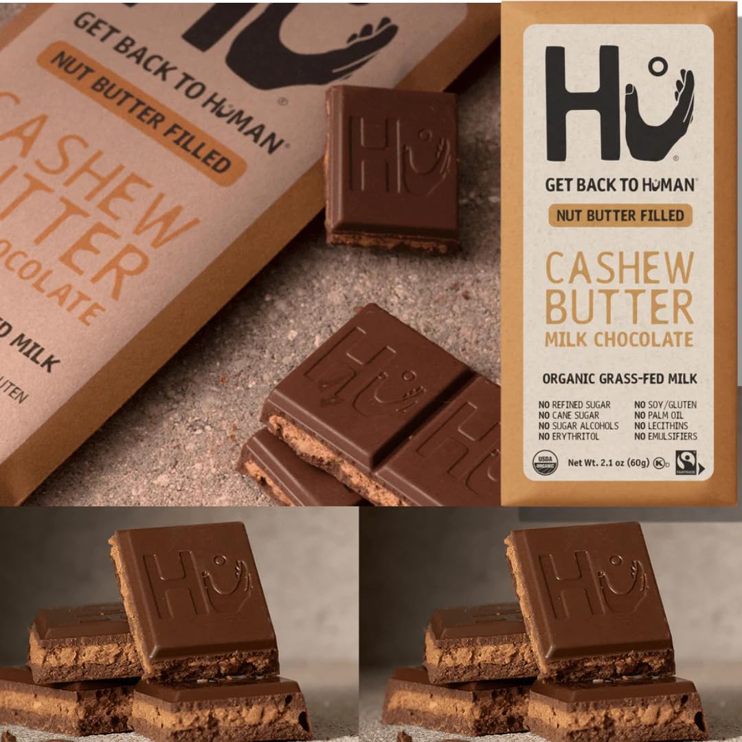 Hu Chocolate Milk Chocolate Bars Variety Pack, 5 Count (Simple, Hazelnut Butter & Hazelnut Crunch, Almond Crunch Coconut Flakes, Almond Crunch