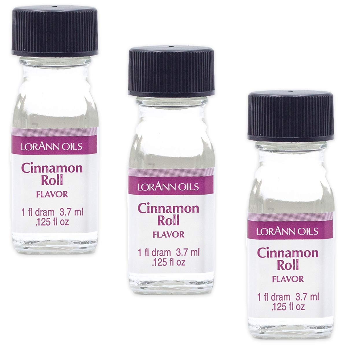 LorAnn Cinnamon Roll SS Flavor, 1 dram bottle (.0125 fl oz - 3.7ml - 1 teaspoon) - 3 Pack - includes a recipe