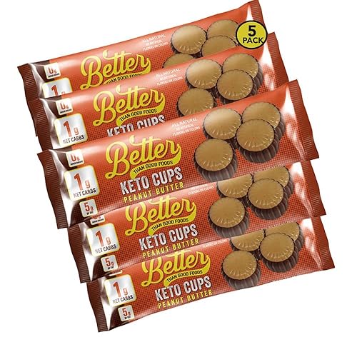 Better Than Good Keto Chocolate Peanut Butter Cups - Low Carb Buckeyes, Healthy, Gluten Free, Low Calorie & 0g Added Sugar - Diabetic Friendly Protein